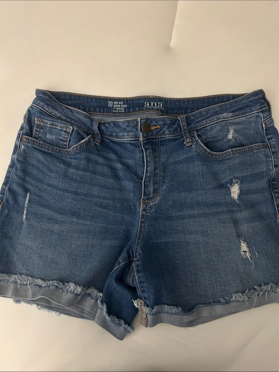a.n.a Pants - a.n.a Distressed High-Rise Denim Shorts - Medium Blue